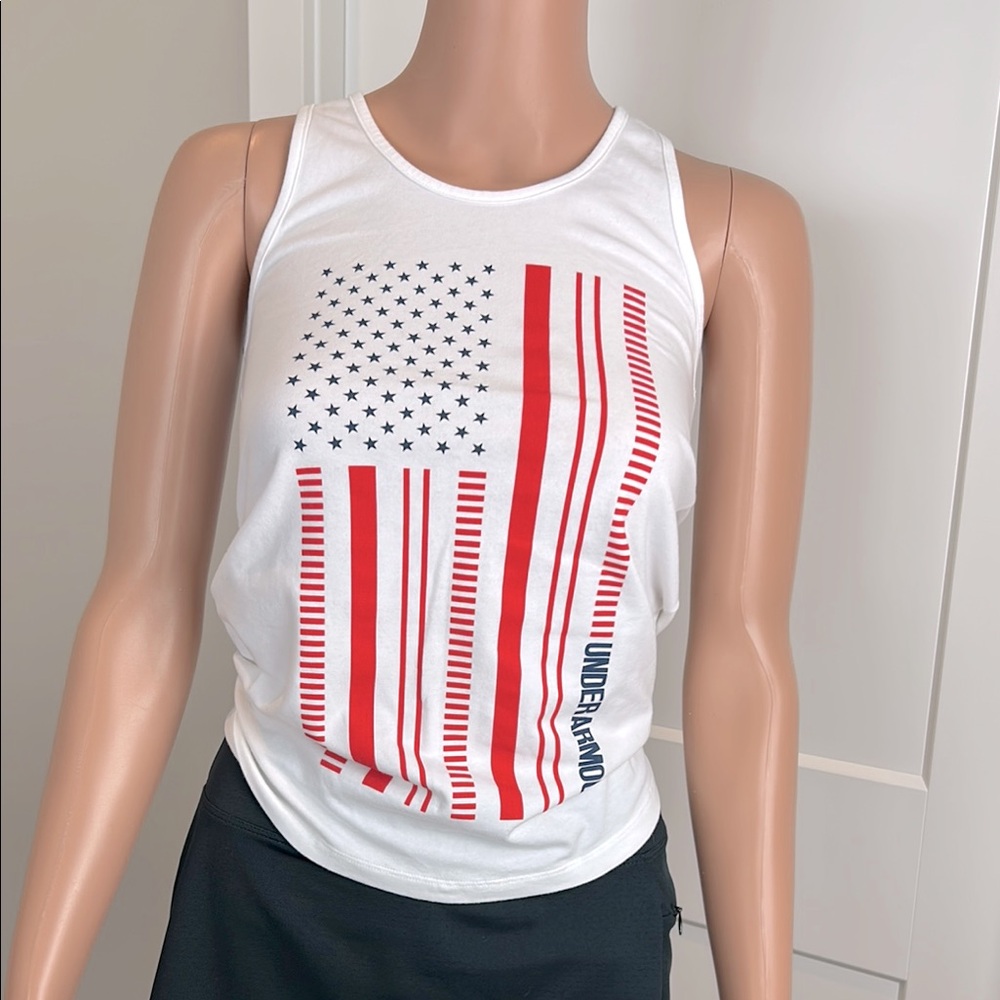 Under Armour White Sleeveless Graphic Tank Top